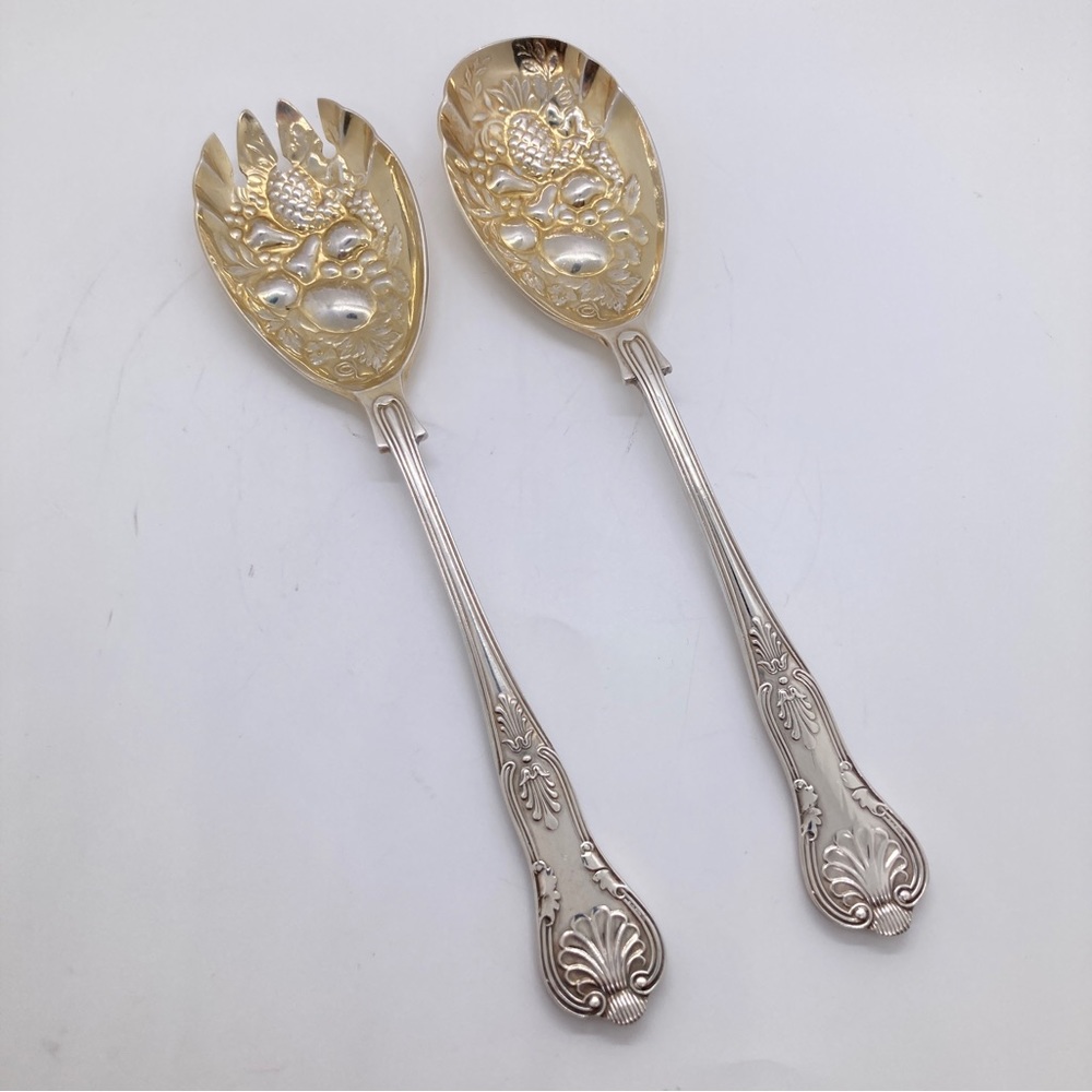 Vintage Sheffield England Spoon & Forked Spoon Berries Servingware